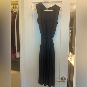 H&M Navy pleated dress with fabric belt.